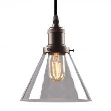  917880BZ - 1-Light Vintage Mini-Pendant in Bronze with Clear Glass Shade w/ 6ft wire