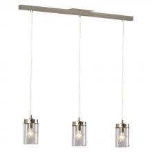  919853BN - 3-Light Island Light Pendant  - in Brushed Nickel finish with Clear Glass Shade