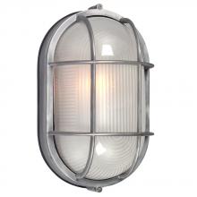  ES305013SA - Outdoor Cast Aluminum Marine Light with Guard - in Satin Aluminum finish with Frosted Glass (Wall or