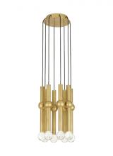 Visual Comfort & Co. Modern Collection 700TRSPGYD8RNB-LED930 - Modern Guyed Dimmable LED 8-light Ceiling Chandelier in a Natural Brass/Gold Colored Finish