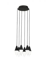 Visual Comfort & Co. Modern Collection 700TRSPTRT6RB-LED930 - Modern Turret Dimmable LED 6-light Ceiling Chandelier in a Nightshade Black Finish