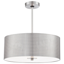 Minka George Kovacs P5743-084 - 3 Light Pendant with Brushed Nickel Finish and Perforated Steel Shade Etched Glass Diffuser