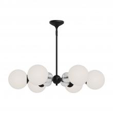  CH415330MBOP - Celia 30-in Matte Black/Opal Glass 6 Lights Chandeliers