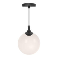  PD505108MBOP - Nouveau 8-in Matte Black/Opal Matte Glass 1 Light Pendant