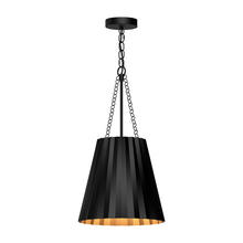  PD528012MB - Plisse 12-in Matte Black 1 Light Pendant