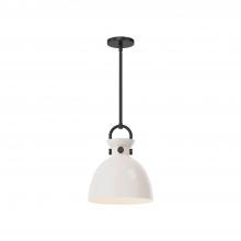  PD411811MBGO - Waldo 11-in Matte Black/Glossy Opal Glass 1 Light Pendant