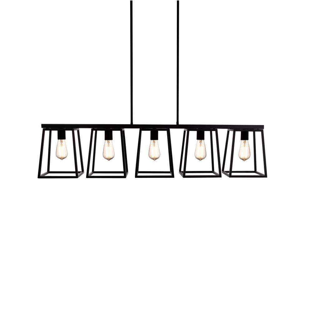 Aitkin - 5 Light Linear Pendant in Black