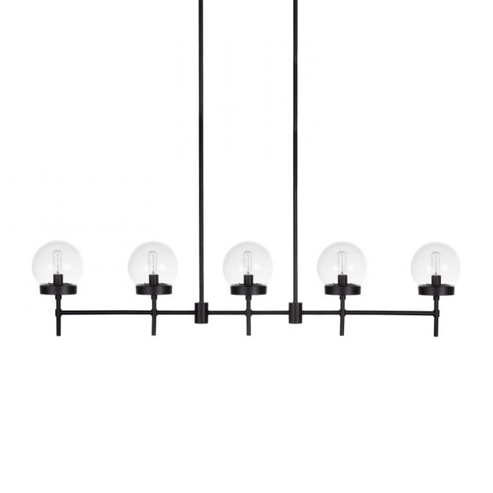 Liberty - 5 Light Linear Pendant in Black with Clear Glass