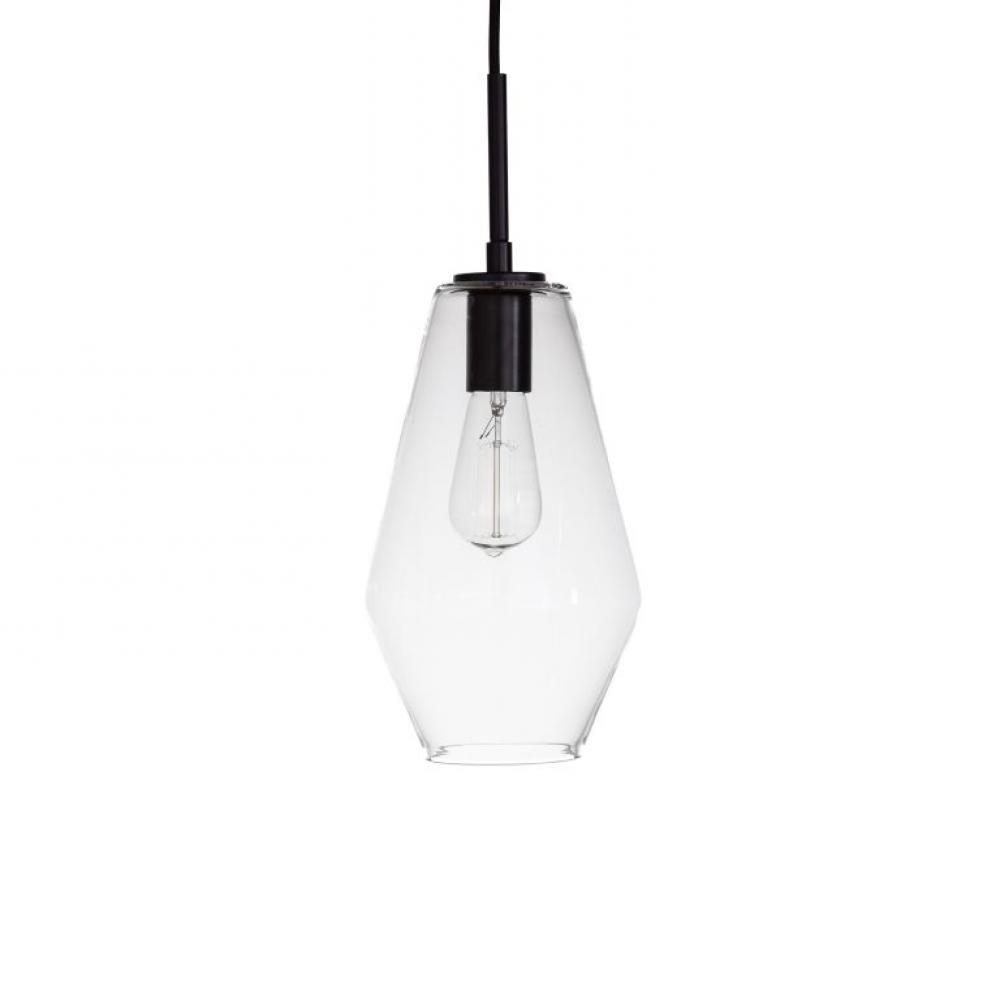 Gladstone - Pendant in Black with Clear Glass