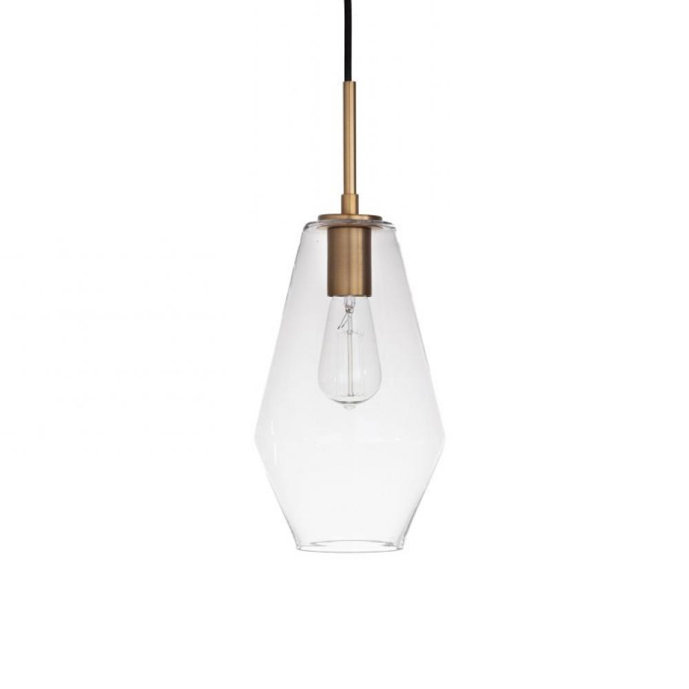 Gladstone - Pendant in Champaign Gold with Clear Glass