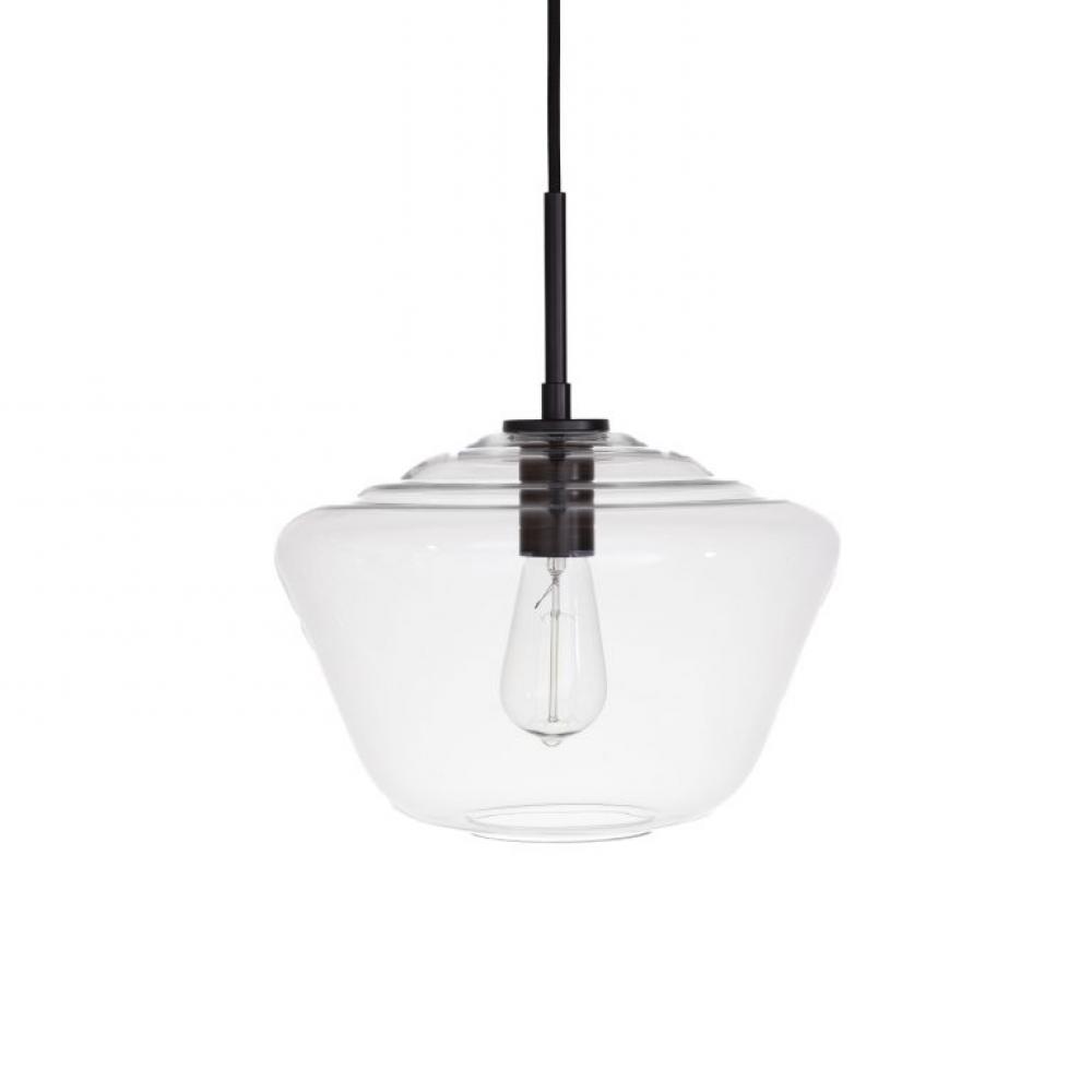 Gladstone - Pendant in Black with Clear Glass