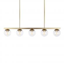  488-405/SG/CL - Eclipse - 5 Light Linear Pendant in Soft Gold with Clear Glass