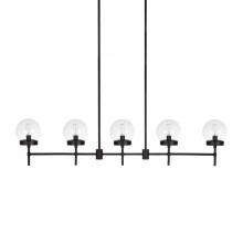 Russell Lighting LP3885/BK/CL - Liberty - 5 Light Linear Pendant in Black with Clear Glass