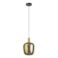 Elgo 207104A - Fruitera 12-inch 1-light Black and Brushed Gold 3CCT LED Pendant Light with Gold Smoked Glass Shade