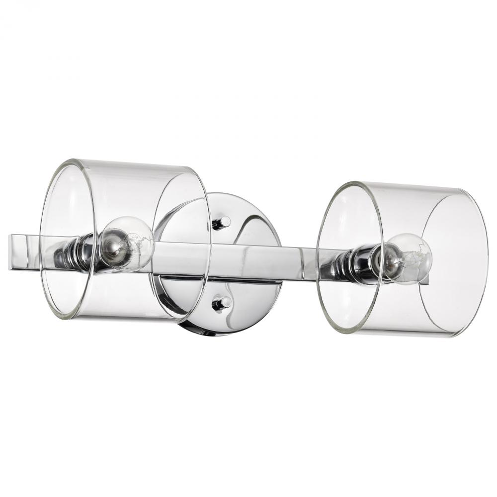 Marlowe; 2 Light Vanity; Polished Nickel with Clear Glass