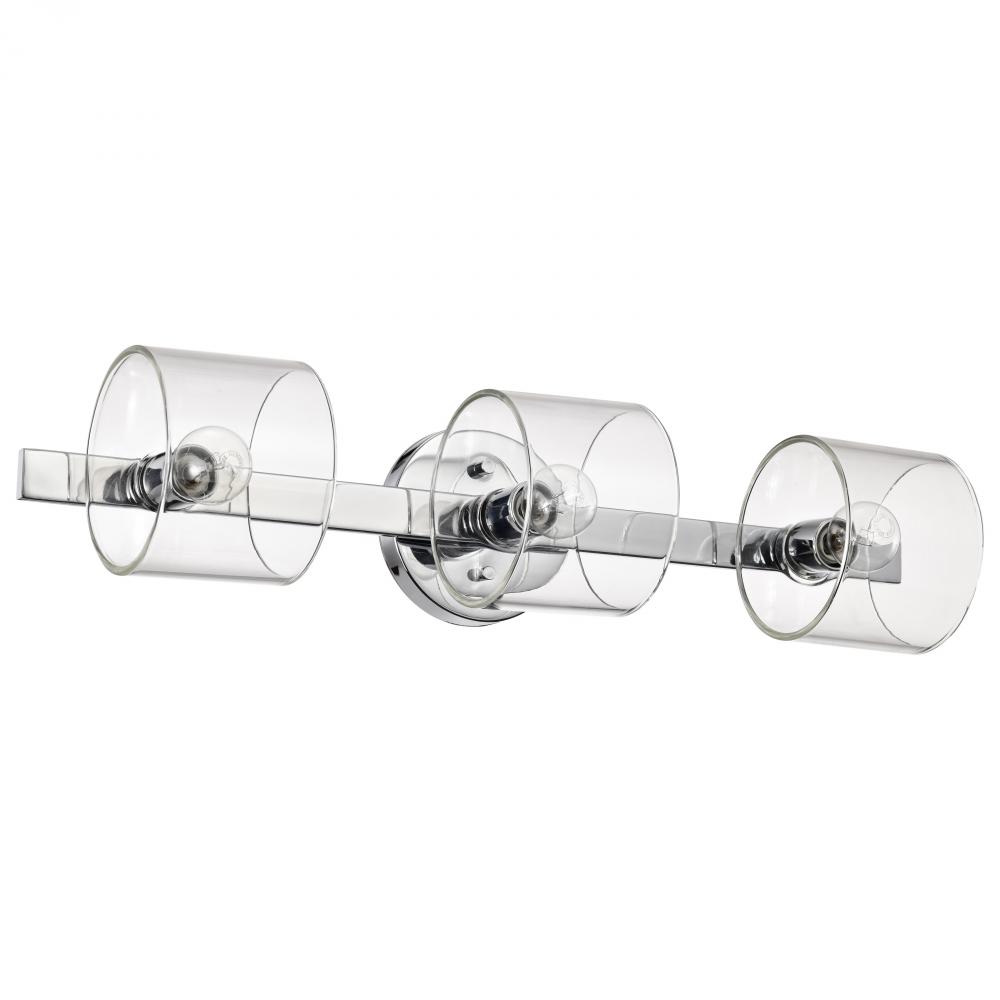 Marlowe; 3 Light Vanity; Polished Nickel with Clear Glass