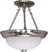  60/200 - 2 Light - Semi Flush with Alabaster Glass - Brushed Nickel Finish