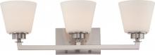  60/5453 - Mobili - 3 Light Vanity with Satin White Glass - Brushed Nickel Finish