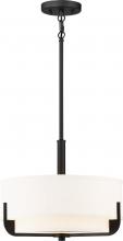 Nuvo 60/6543 - Frankie - 3 Light 15" Pendant with Cream Fabric Shade & Frosted Diffuser - Aged Bronze Finish