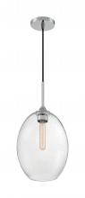  60/7037 - Aria - 1 Light Pendant with Seeded Glass - Polished Nickel Finish