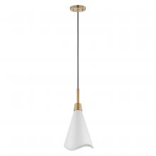  60/7471 - Tango; 1 Light; Small Pendant; Matte White with Burnished Brass