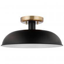  60/7491 - Colony; 1 Light; Small Semi-Flush Mount Fixture; Matte Black with Burnished Brass