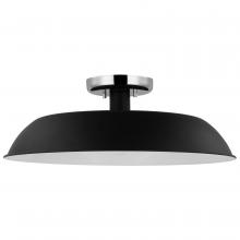 Nuvo 60/7495 - Colony; 1 Light; Medium Semi-Flush Mount Fixture; Matte Black with Polished Nickel