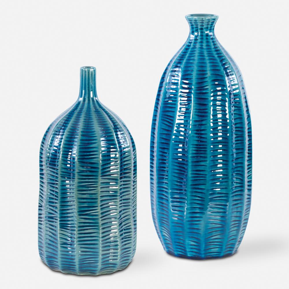 Uttermost Bixby Blue Vases, S/2