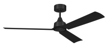 Craftmade CHM52FB3 - Charming 52" 3-Blade Ceiling Fan in Flat Black w/ Flat Black Blades; Light Kit Sold Separately