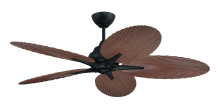 Craftmade GTY52FB5 - Getaway 52" 5-Blade Outdoor Ceiling Fan in Flat Black w/ Walnut Blades; Not Light Kit Adaptable