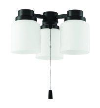 Craftmade LK301102-FB-WG-LED - 3 Light Universal Energy Star Fan Light Kit in Flat Black w White Glass