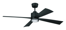Craftmade RHT52FB4 - Rhet 52" 4-Blade Ceiling Fan in Flat Black w/ Flat Black Blades; Light Kit Included (Optional)
